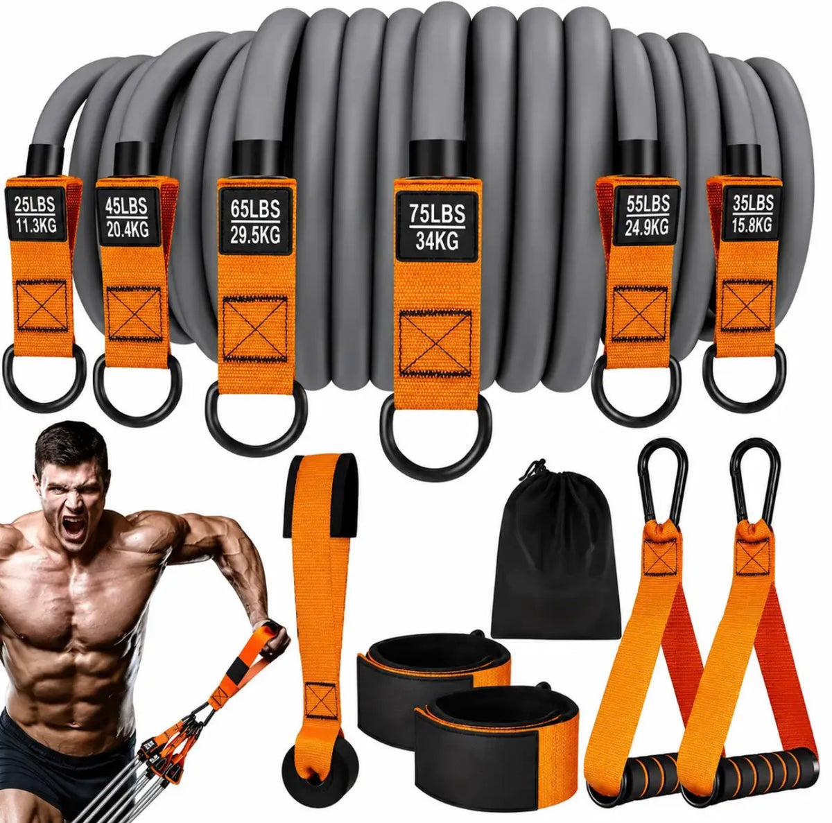 Heavy-Duty Resistance Band Set with Accessories