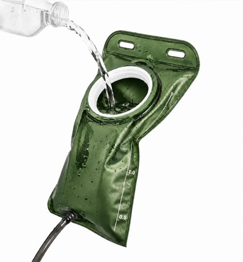 FitLoop hydration vest rear view showing 2L bladder compartment